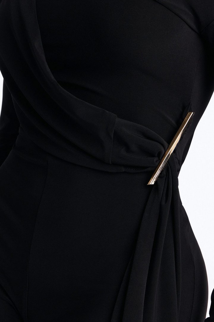 Adri Draped Wide Leg Jumpsuit - Black