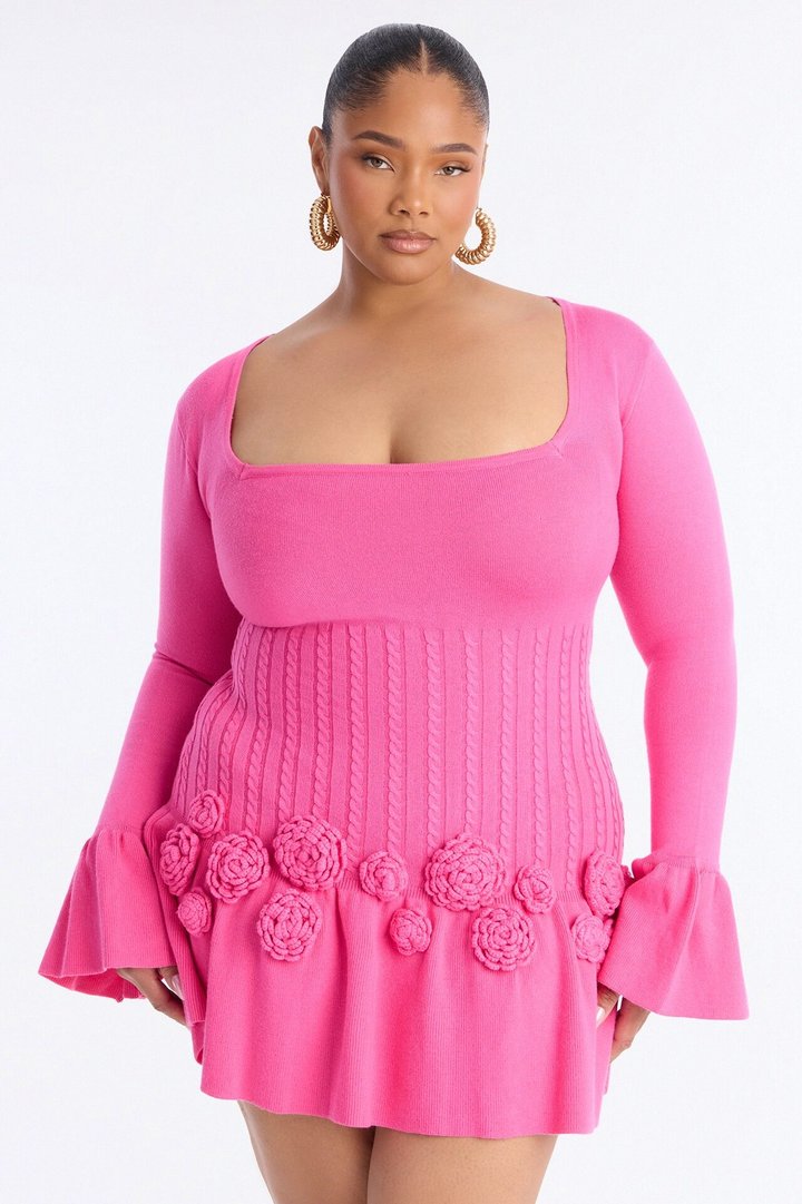Silvana Rose Sweater Mini Dress - Pink