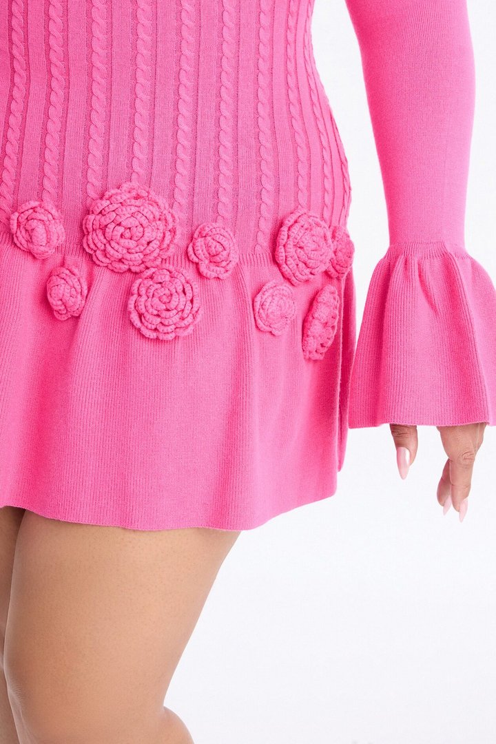 Silvana Rose Sweater Mini Dress - Pink