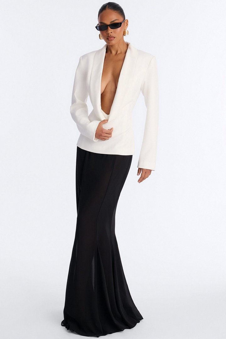 She Means Business Shoulder Pads Twill Top - White