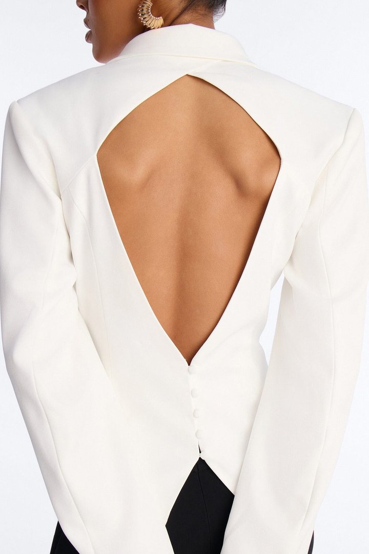 She Means Business Shoulder Pads Twill Top - White