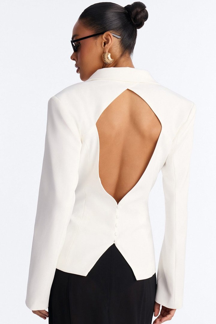 She Means Business Shoulder Pads Twill Top - White