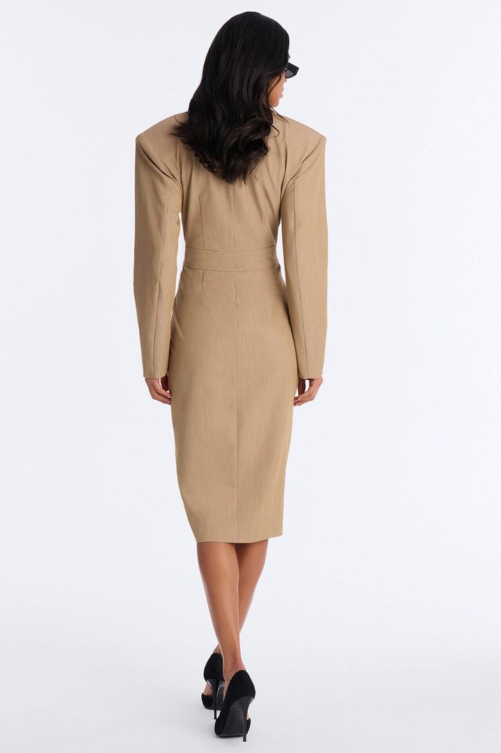 Bethany Blazer Midi Dress - Tan