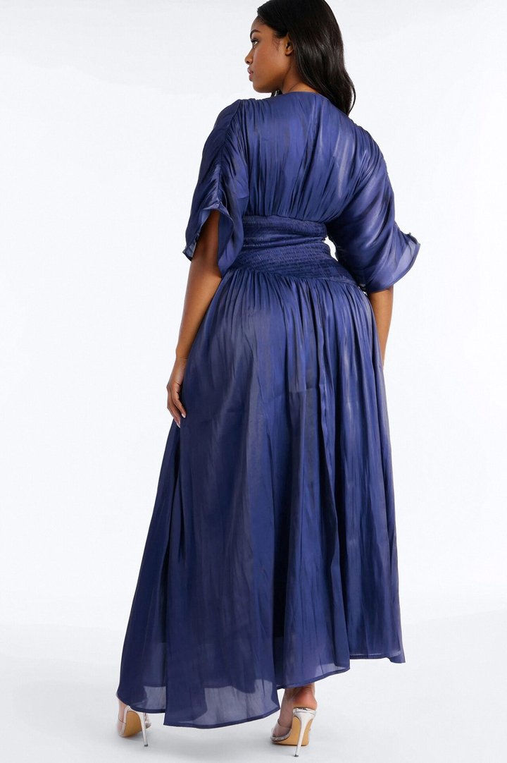 Liliana Cinched Organza Maxi Dress - Navy