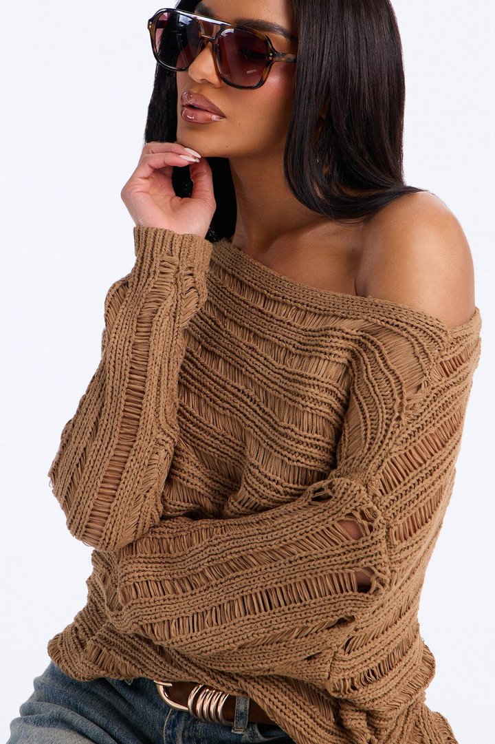 Cute As Ever Distressed Sweater - Olive