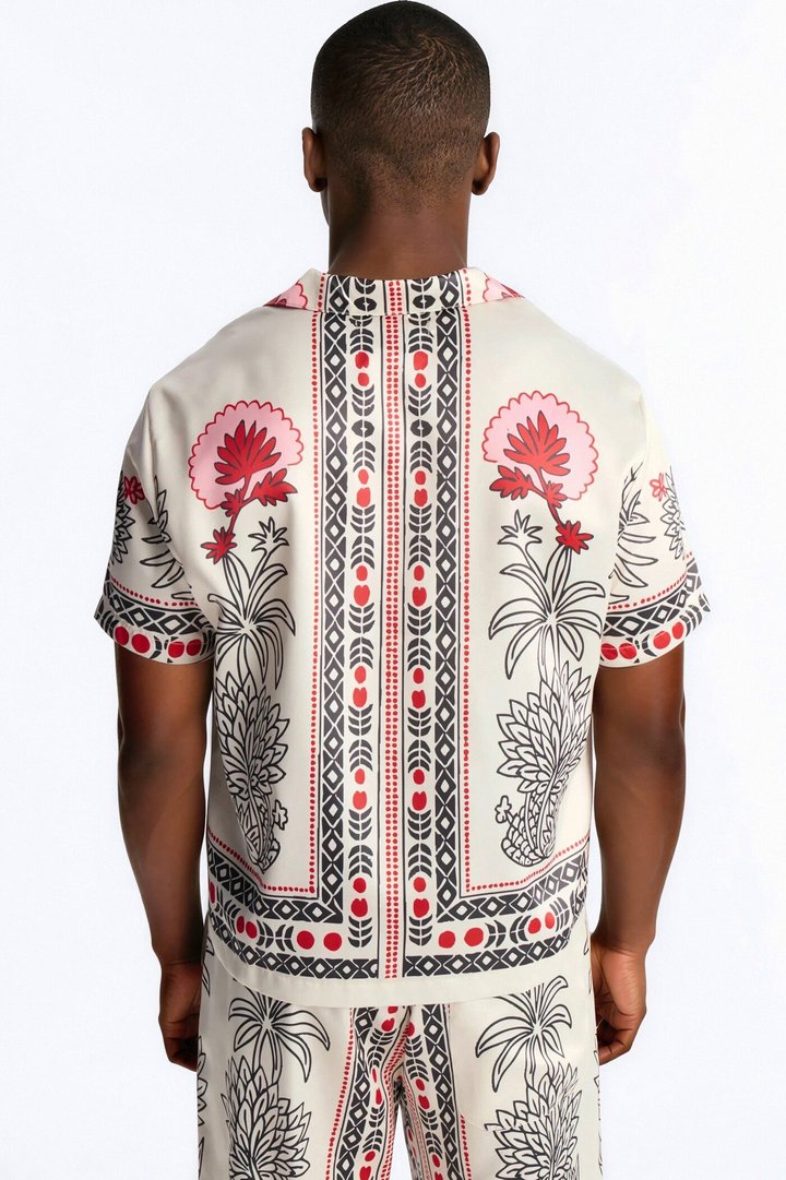 Patras Cuban Collar Button Up Shirt - White