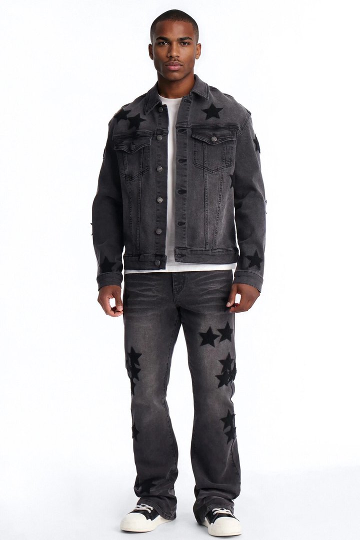 Stacked Skinny Flare Stellar Jean - Black Wash