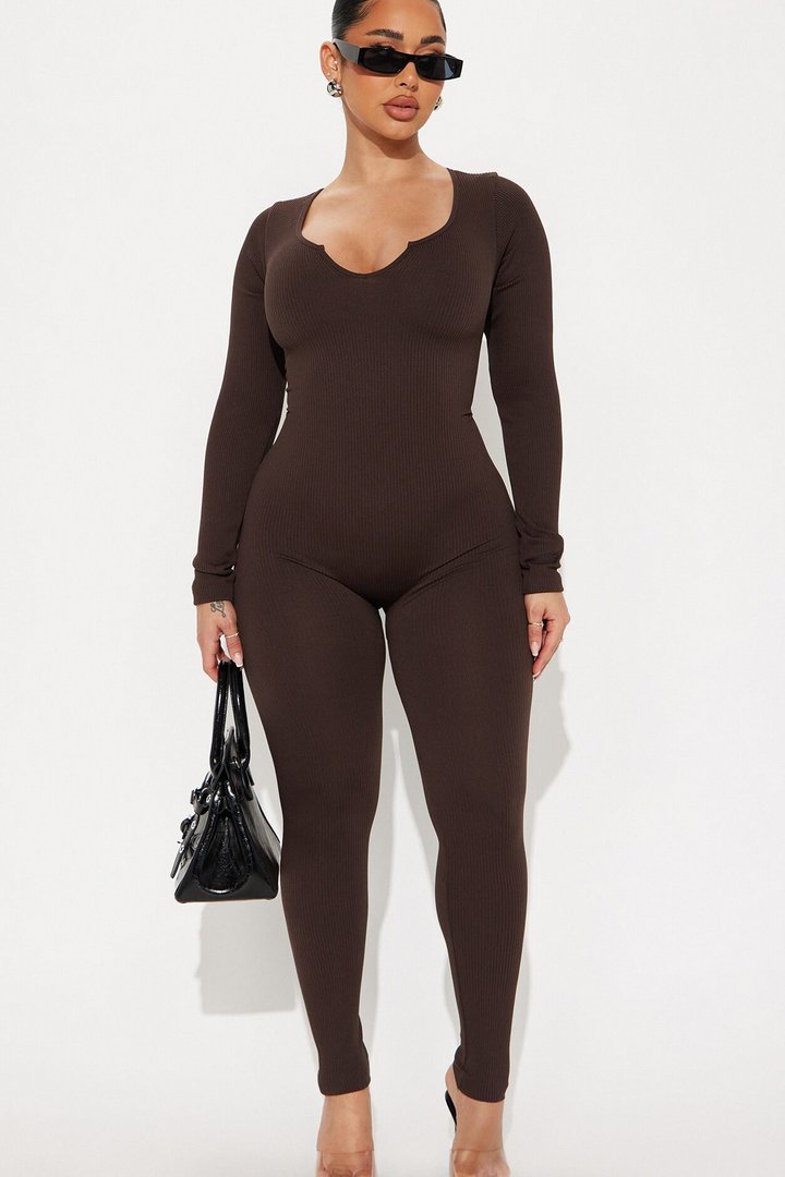 Giada Seamless Jumpsuit - Chocolate