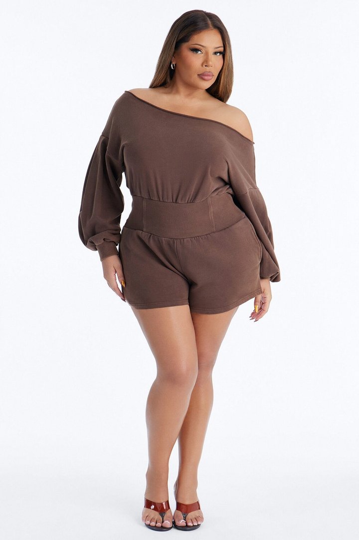 Come Find Me Terry Romper - Chocolate