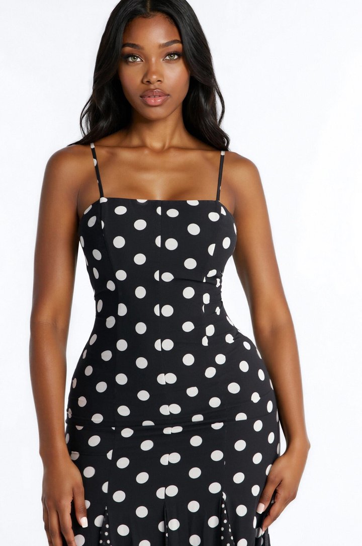 Polka Dot Darling Maxi Dress - Black/White