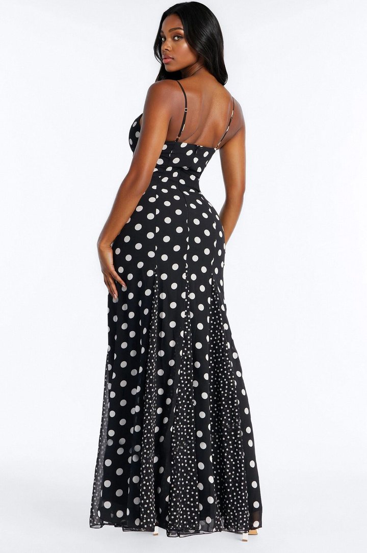 Polka Dot Darling Maxi Dress - Black/White