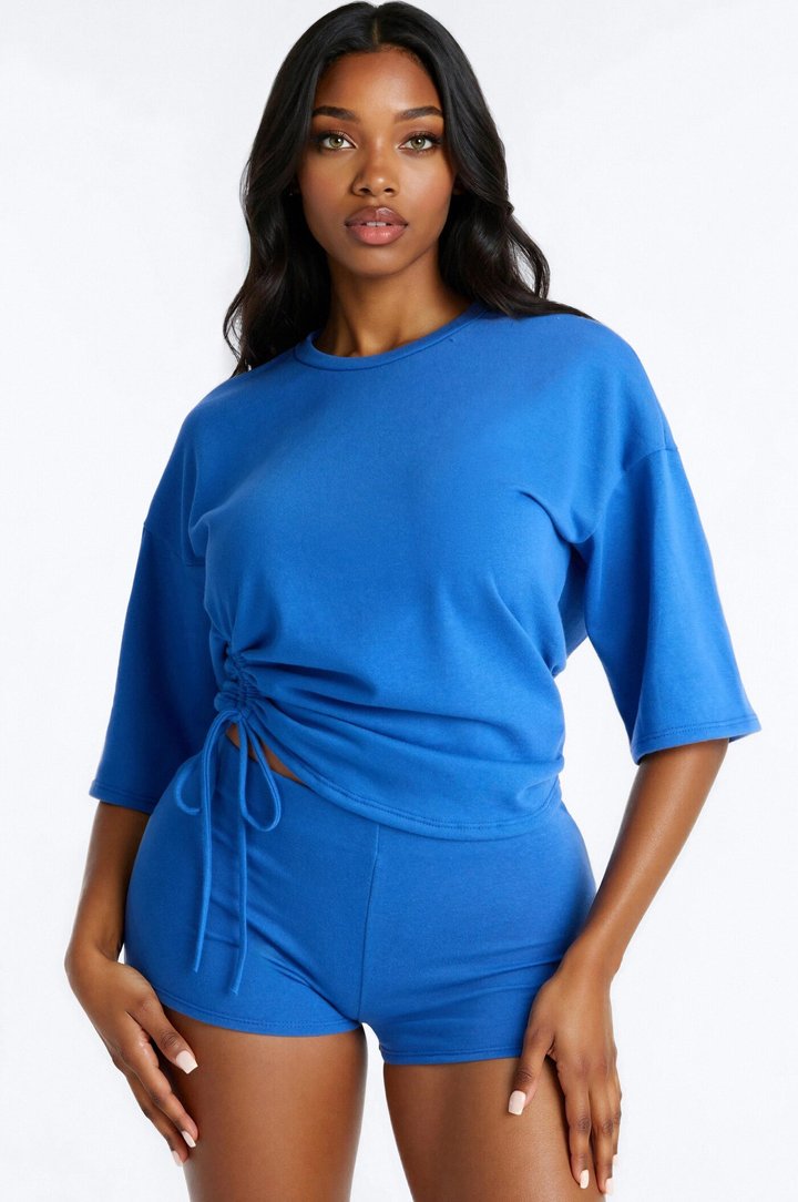 Dillon Drawstring Short Set - Royal