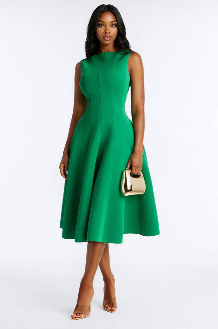 Sweet Sunday Pleated Midi Dress - Kelly Green