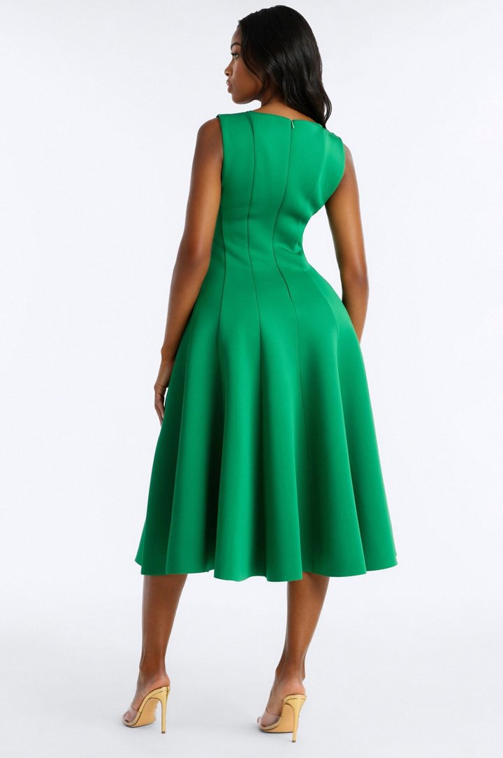 Sweet Sunday Pleated Midi Dress - Kelly Green