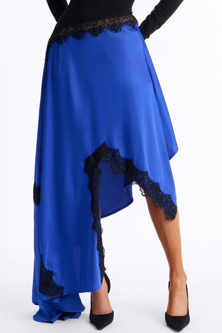 Marielle Lace Trim Maxi Dress - Black/Blue