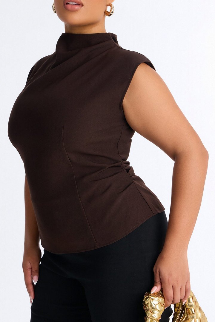 No Distractions Shoulder Pads Top - Brown