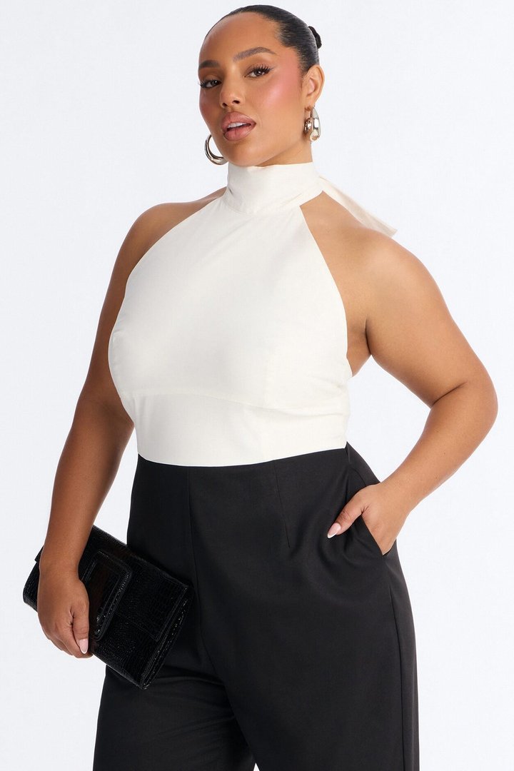 Shana Tie Neck Wide Leg Jumpsuit - Black