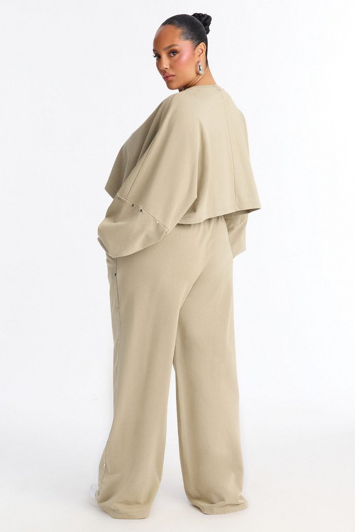Charlie Washed Studded Pant Set - Sage