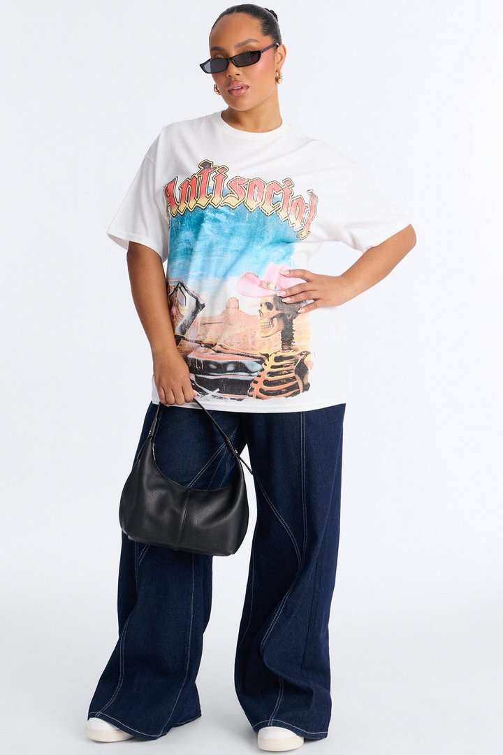 Antisocial Skull Short Sleeve Tee - White