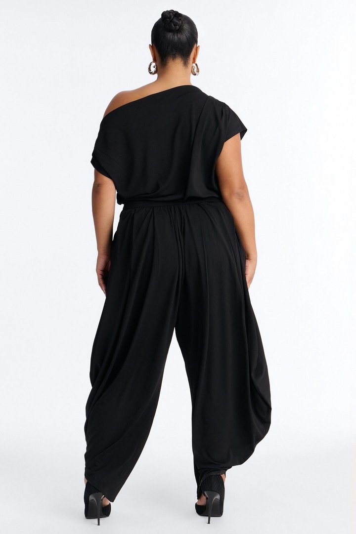 Belina Balloon Leg Off Shoulder Jumpsuit - Black