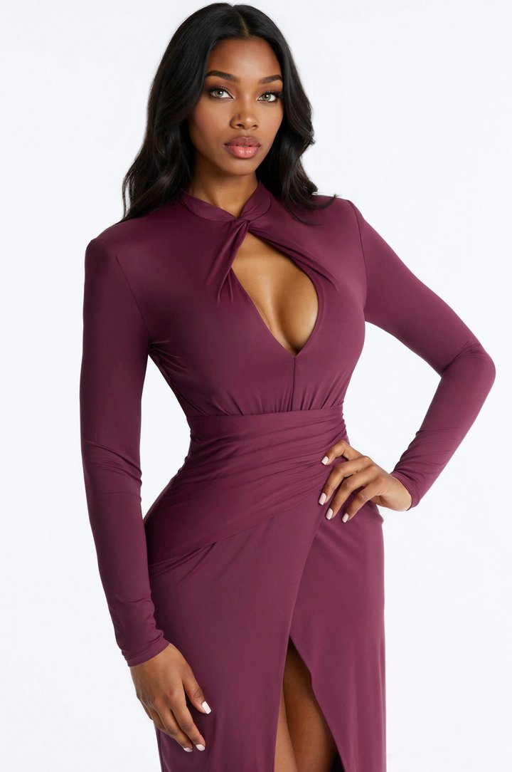 Tori Ruched Maxi Dress - Wine