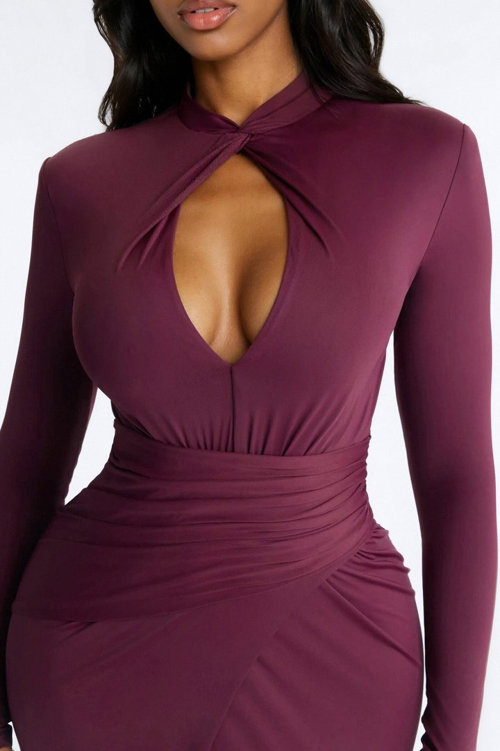 Tori Ruched Maxi Dress - Wine