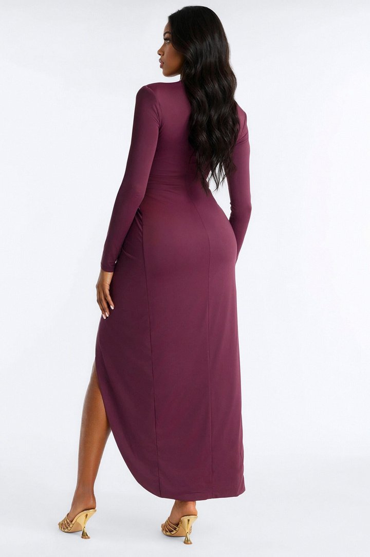 Tori Ruched Maxi Dress - Wine