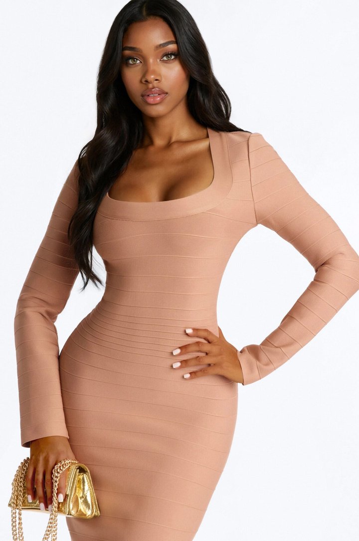 Keira Bandage Midi Dress - Taupe