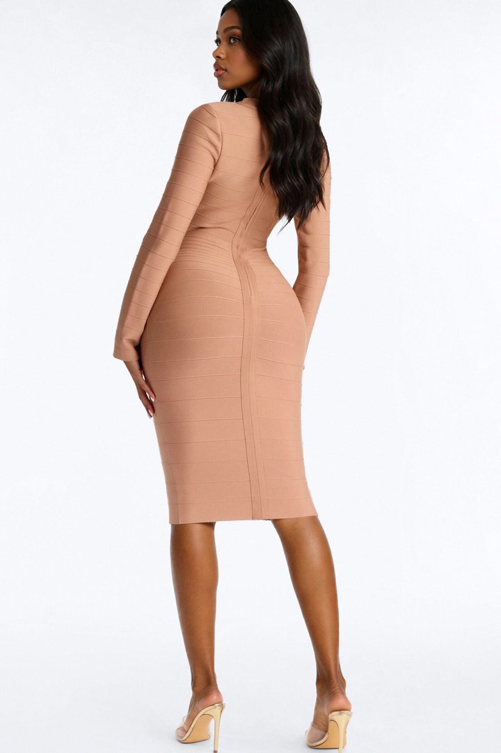Keira Bandage Midi Dress - Taupe