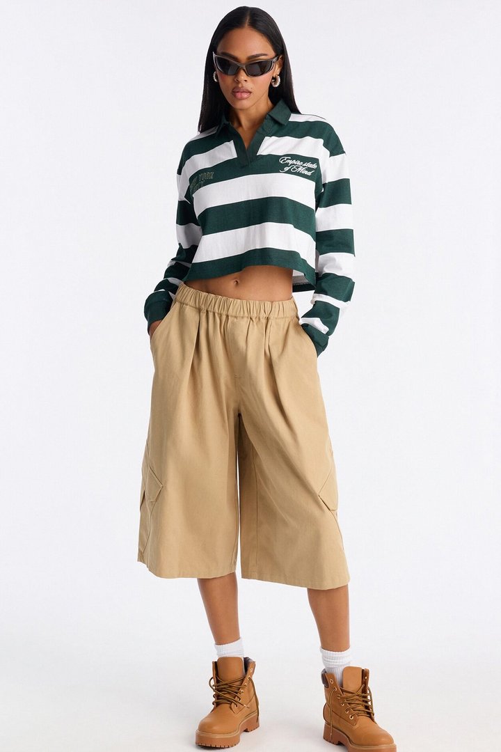 New York City Striped Long Sleeve Top - Green/combo