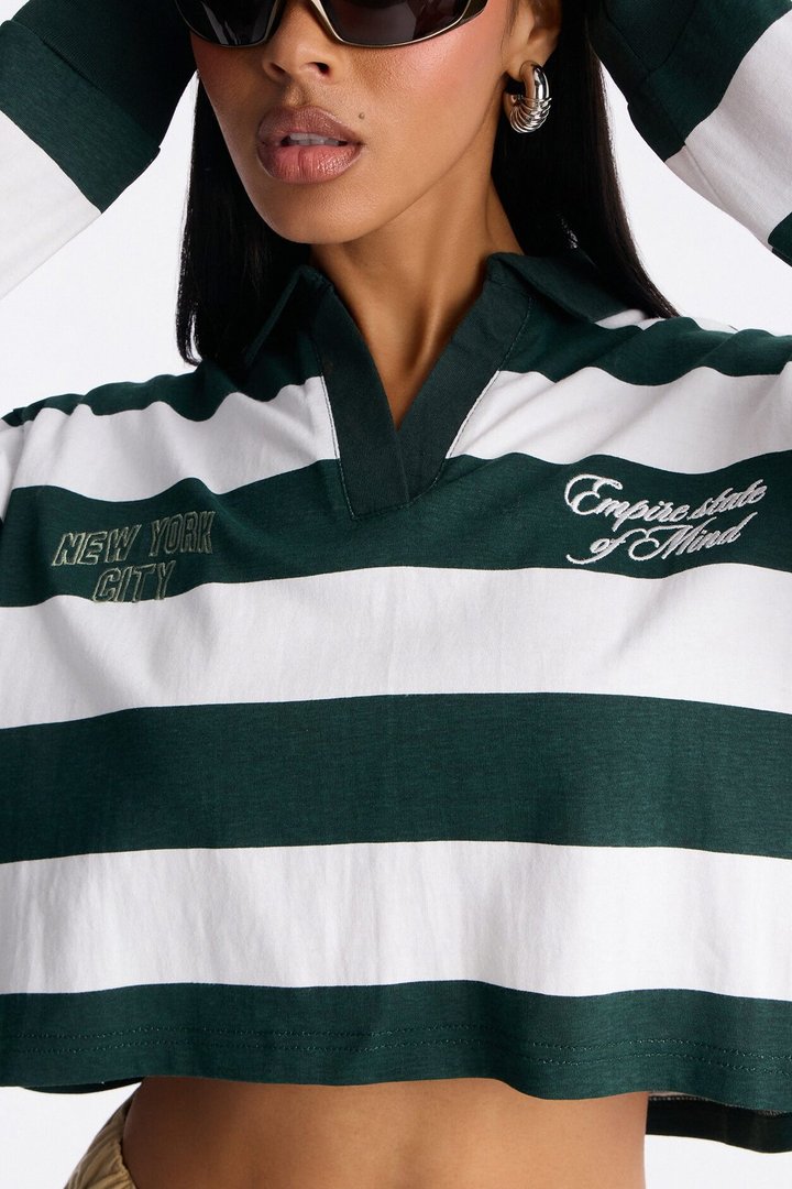 New York City Striped Long Sleeve Top - Green/combo