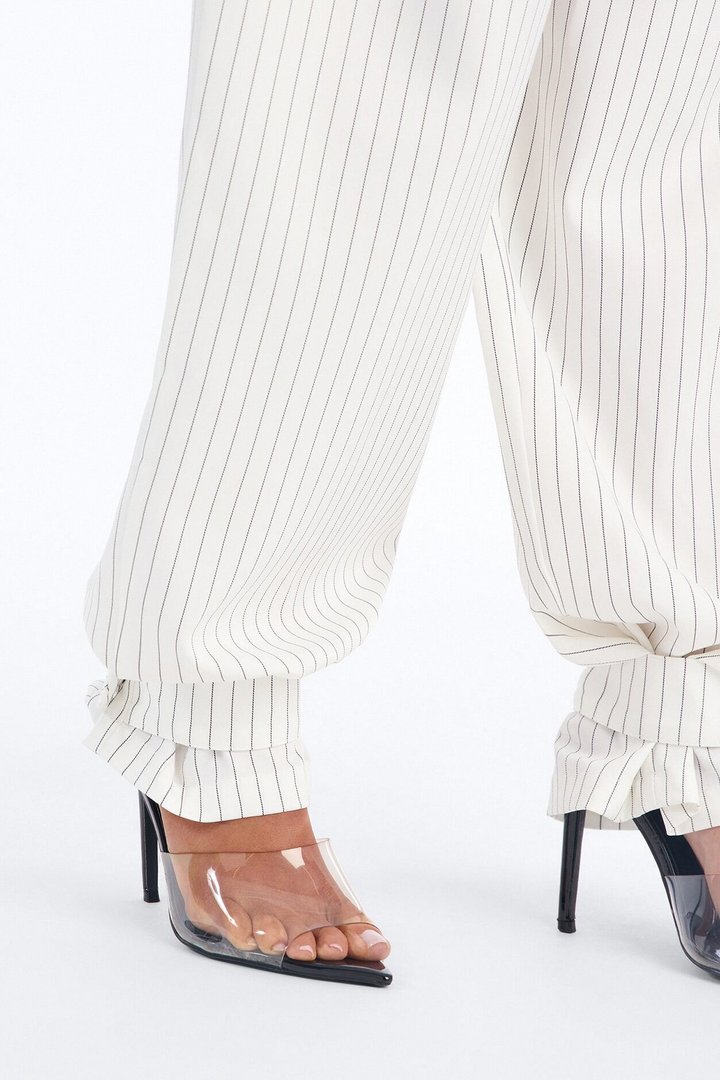 Never Settle Pinstripe Adjustable Cuff Trouser Pants 33″ - Ivory