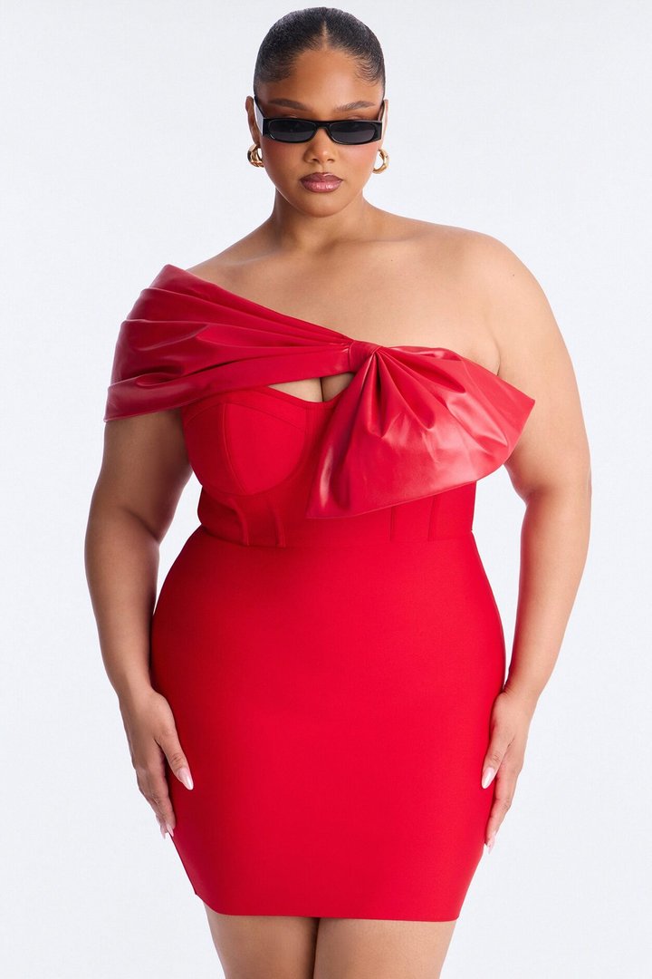 Betty Bow Bandage Mini Dress - Red