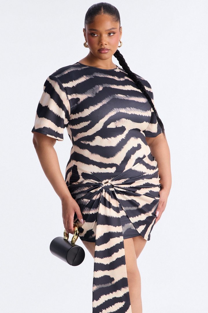 Catwalk Draped Scuba Mini Dress - Black/combo