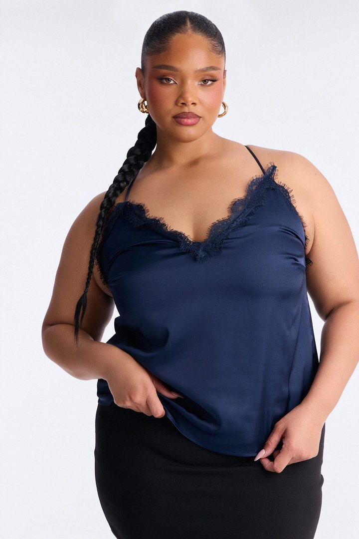 Living In Lace Cami Top - Navy