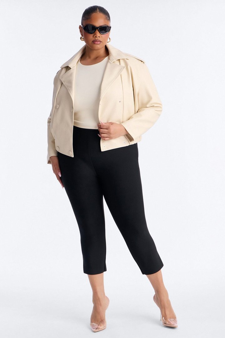 Adrienne Double Breasted Faux Leather Jacket - Bone