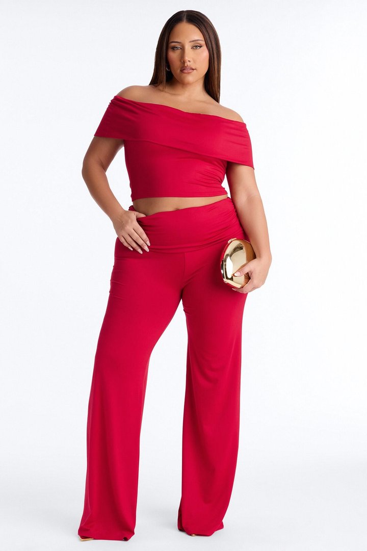 Mila Off Shoulder Pant Set - Red