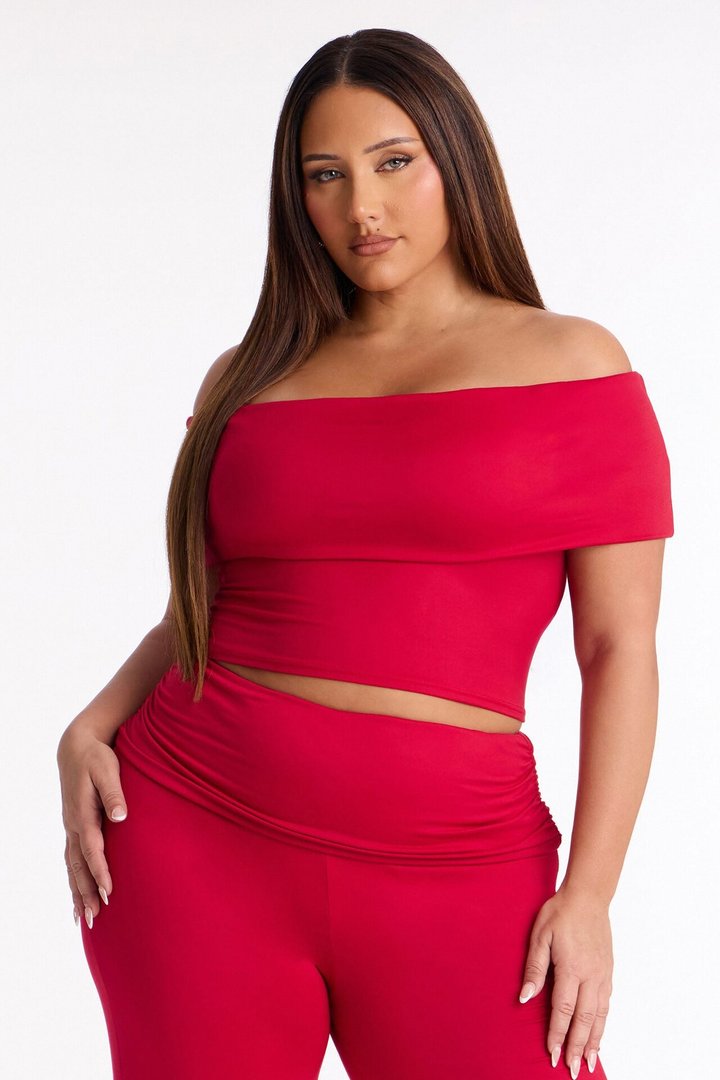 Mila Off Shoulder Pant Set - Red