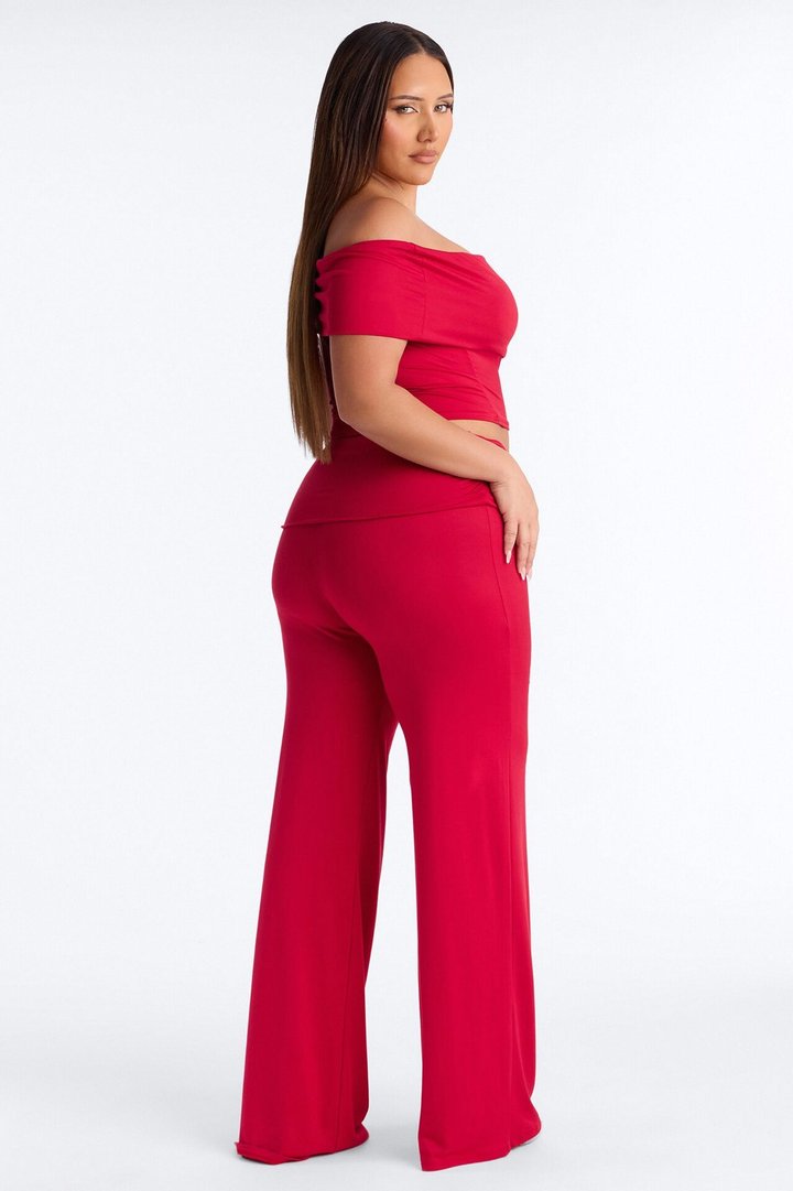 Mila Off Shoulder Pant Set - Red