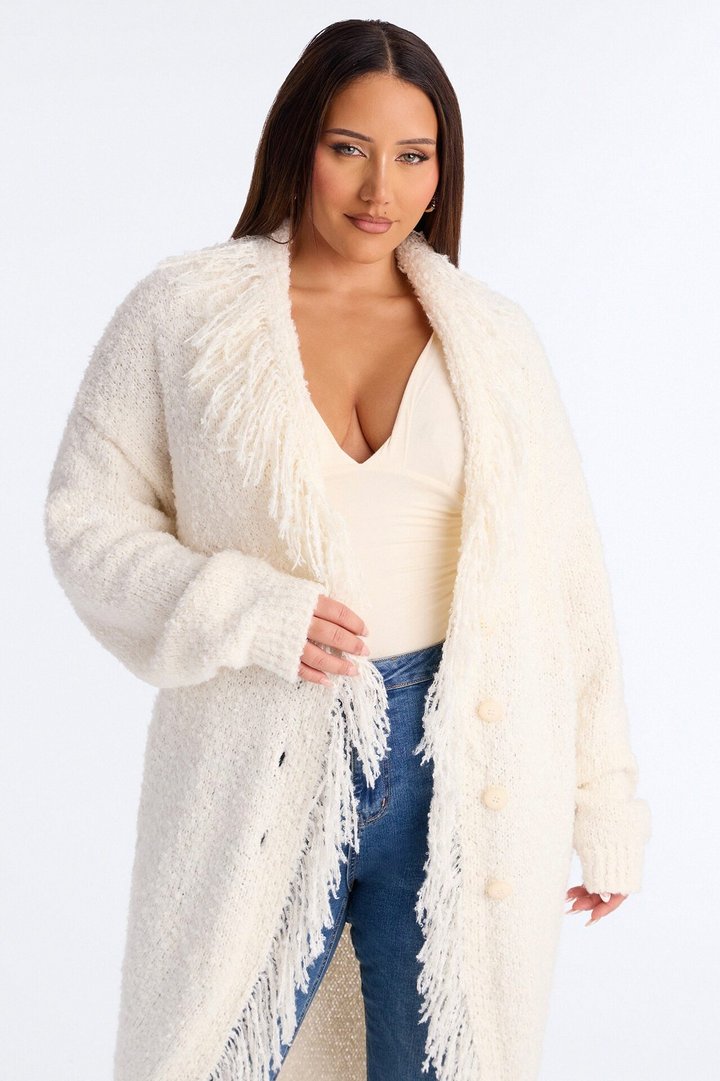 Fluffy Feelings Only Fringe Cardigan - Ivory