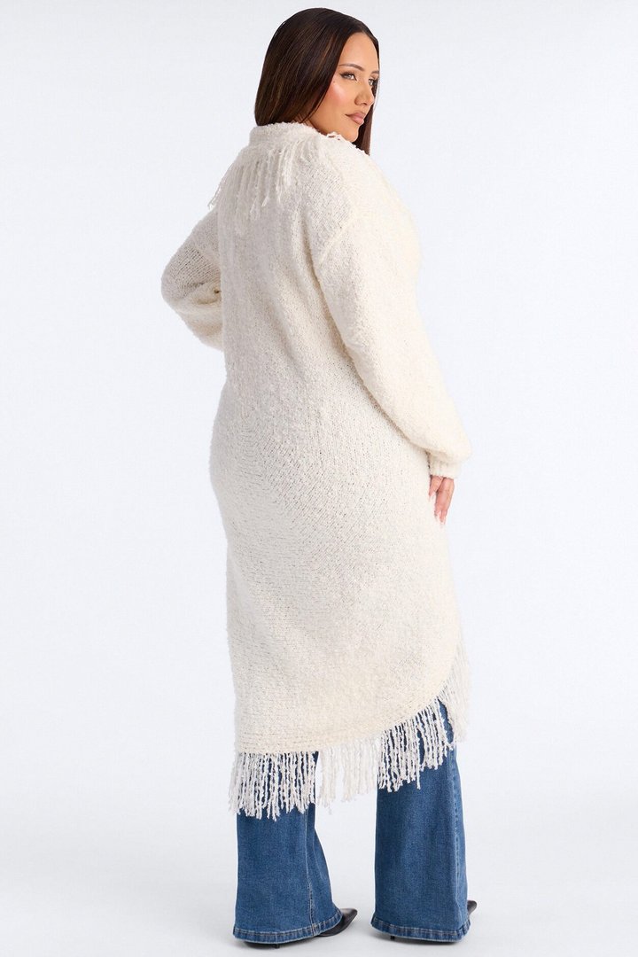 Fluffy Feelings Only Fringe Cardigan - Ivory