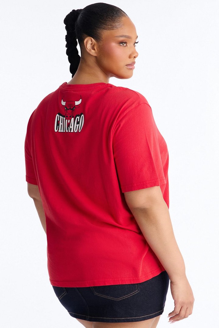 NBA Bulls Washed Oversized Tee - Red