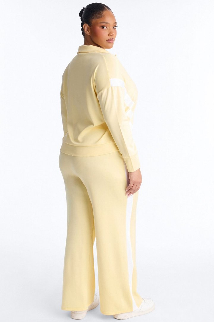 Stacy Scuba Zip Up Pant Set - Yellow
