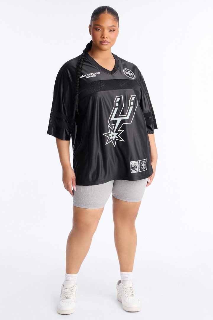 NBA Spurs Oversized Mesh Tee - Black