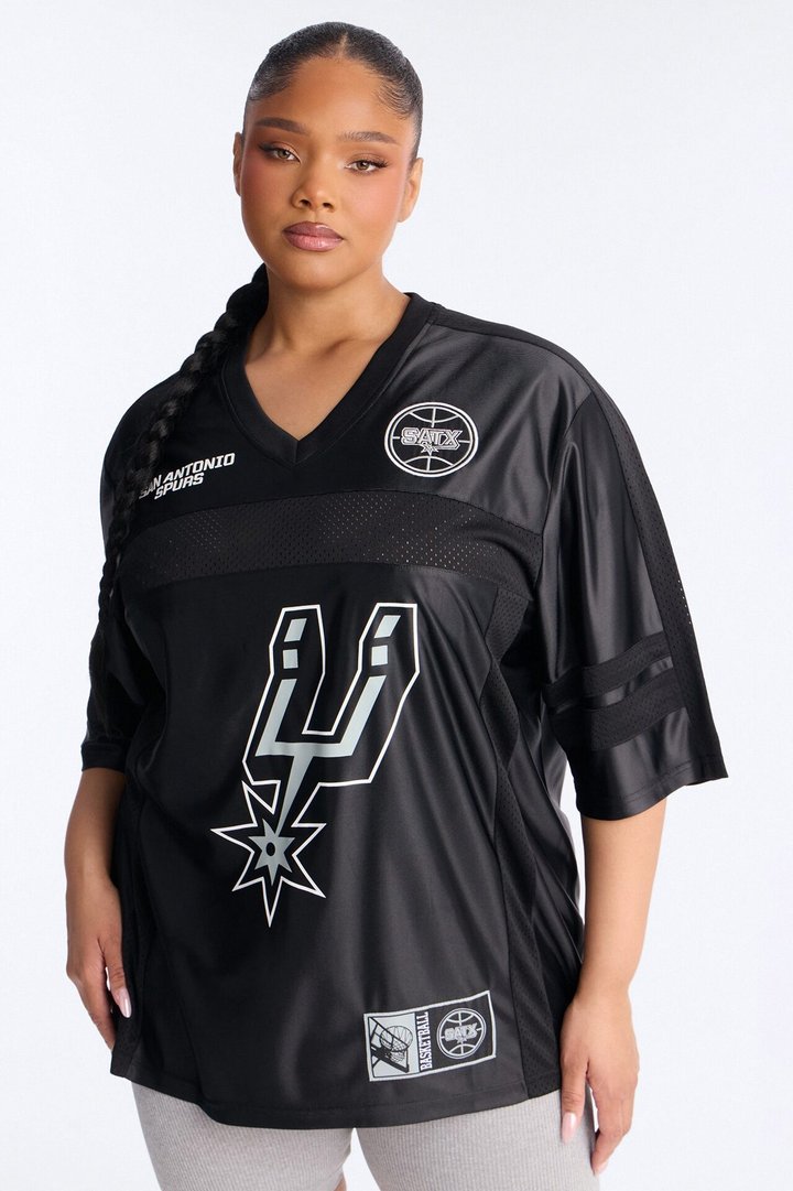 NBA Spurs Oversized Mesh Tee - Black