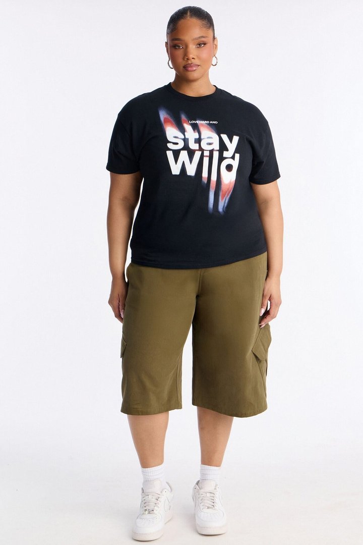Stay Wild Oversize Tee - Black