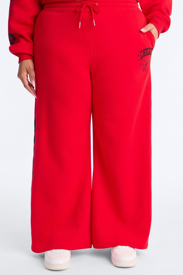 NBA Chicago Bulls Fleece Wide Leg Pants - Red