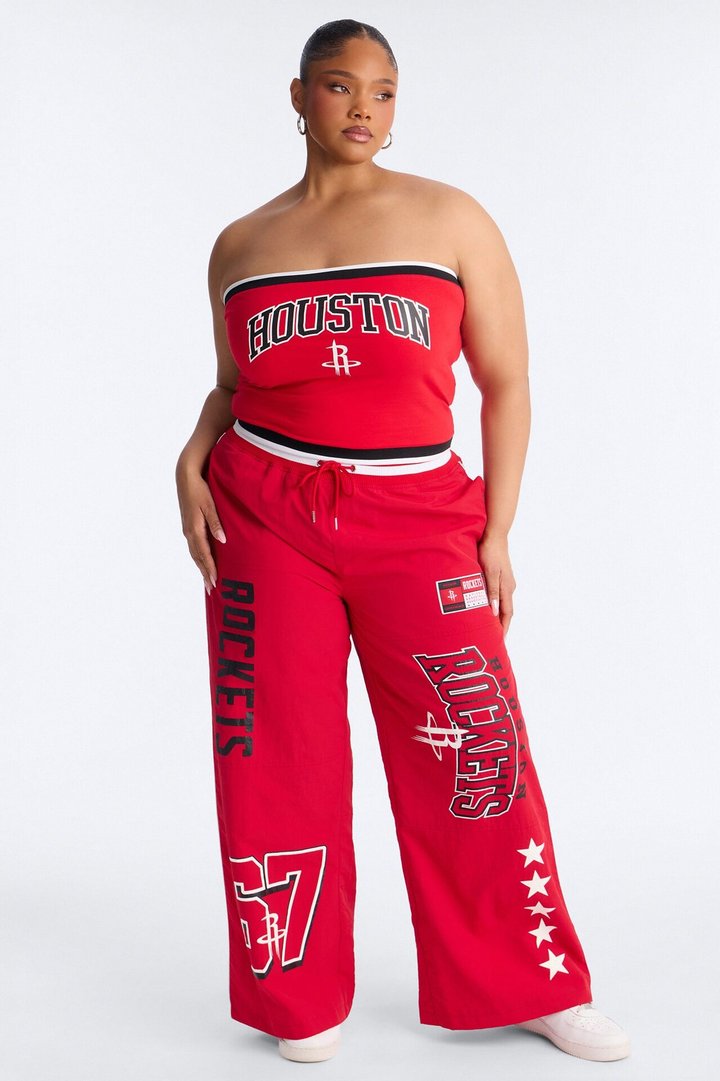 NBA Houston Rockets Patchwork Cargo Wide Leg Pant - Red
