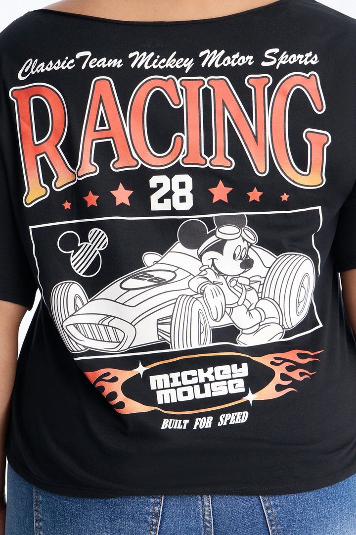 Mickey Racing Off Shoulder Tee - Black