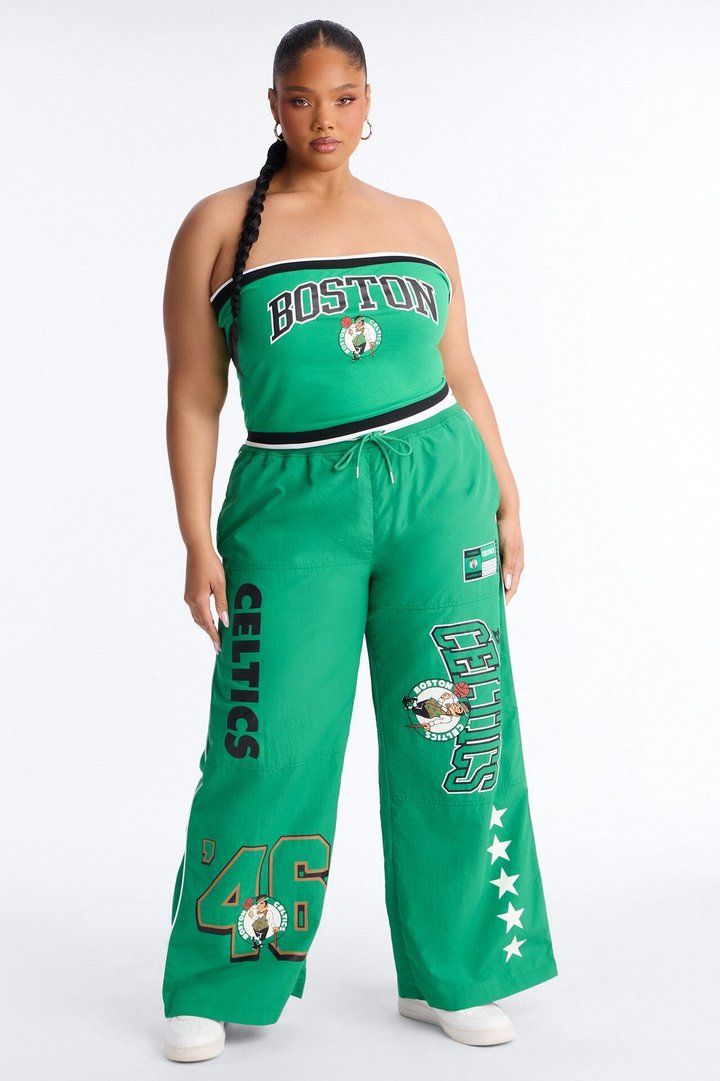 NBA Boston Celtics Patchwork Cargo Wide Leg Pant - Kelly Green